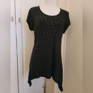 Carmen Marc Valvo black short sleeve tunic top S